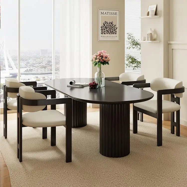 Sedia da Pranzo Moderna in Legno di Noce e Pelle KC-DC-1064