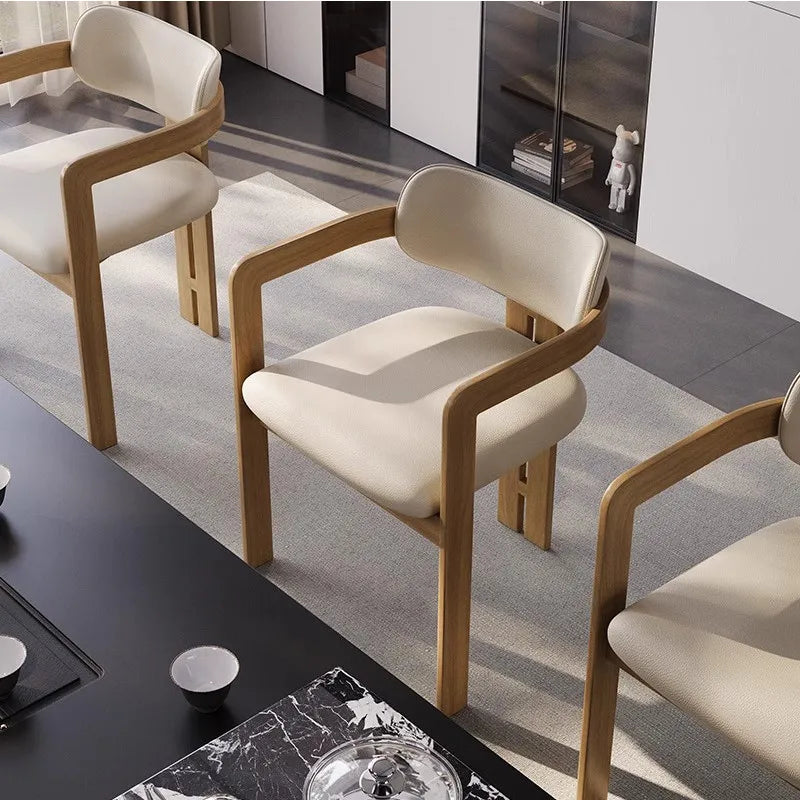 Sedia da Pranzo Moderna in Legno di Noce e Pelle KC-DC-1064