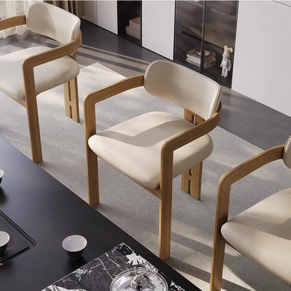 Sedia da Pranzo Moderna in Legno di Noce e Pelle KC-DC-1064