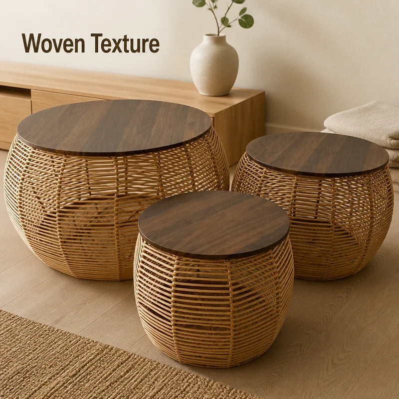 Tavolino da Salotto in Rattan e Legno 12630