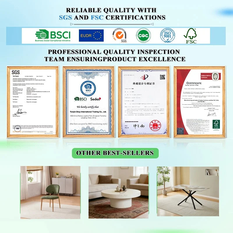Tavolino da Salotto Ovale Sovrapponibile in Ceramica e MDF CT-6294+CT-6297